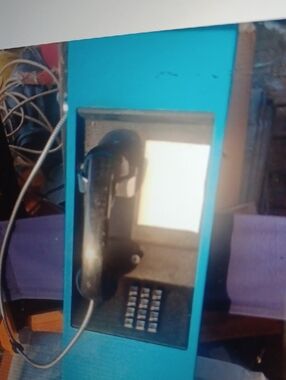 Vintage Public Payphone Phone - Turquoise & Black